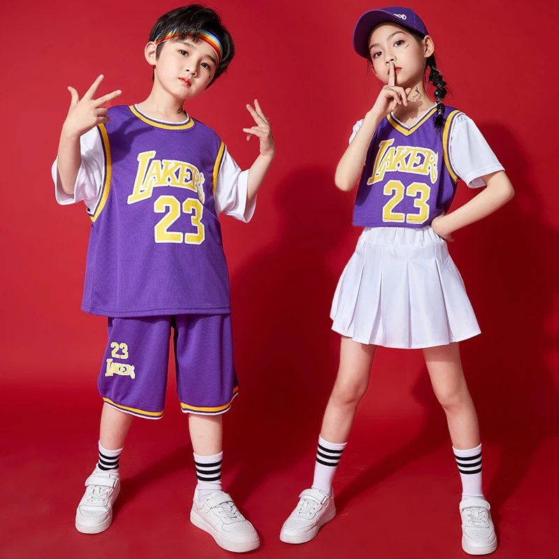 Kids Concert Hip Hop Clothing Cheerleader T Shirt Shorts Streetwear Basketball Uniforms Dance Costume For Girls Boys