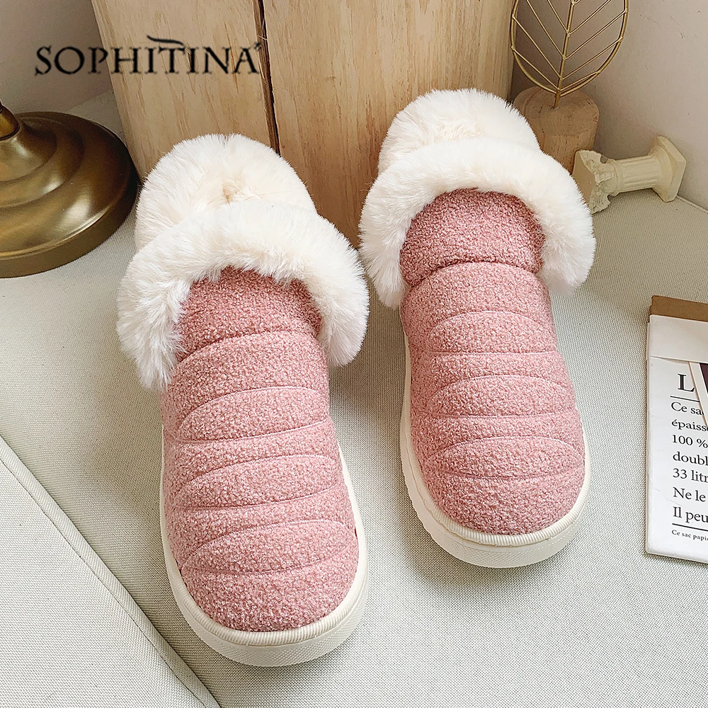 SOPHITINA Solid Comfortable Slipper Winter Round Toe Fashion Design New Shoes Very Warm Slipper MO371