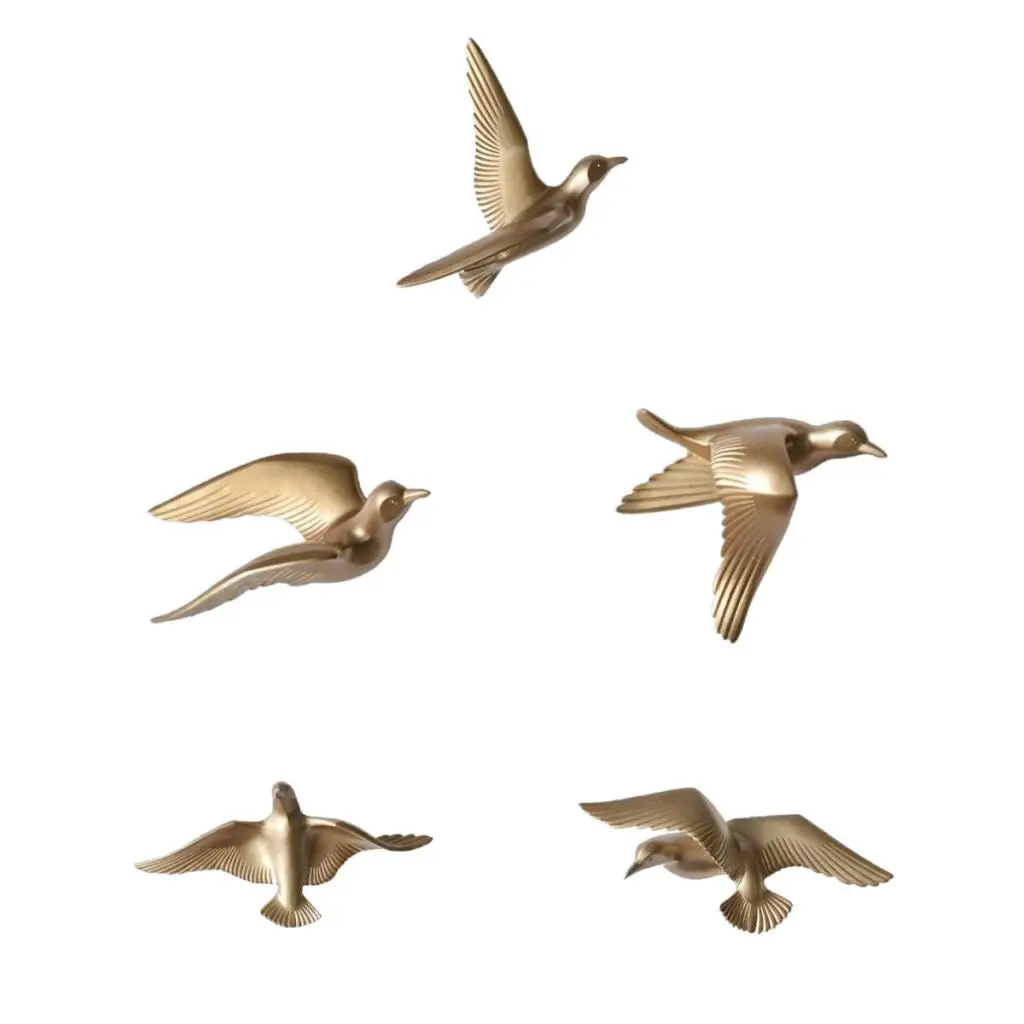5Pcs Resin Seagull Sculptures Animal Model Statue TV Background Wall Hanging Decor for Home Living Room Hotel Office