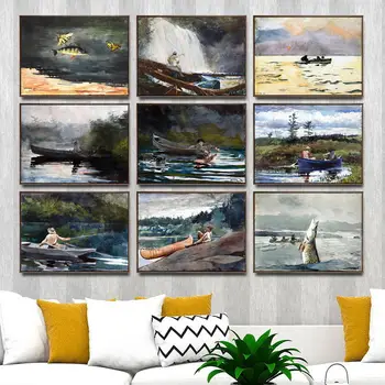 

Home Decoration Art Wall Pictures Fro Living Room Poster Print Canvas Paintings American Winslow Homer Fishing boat
