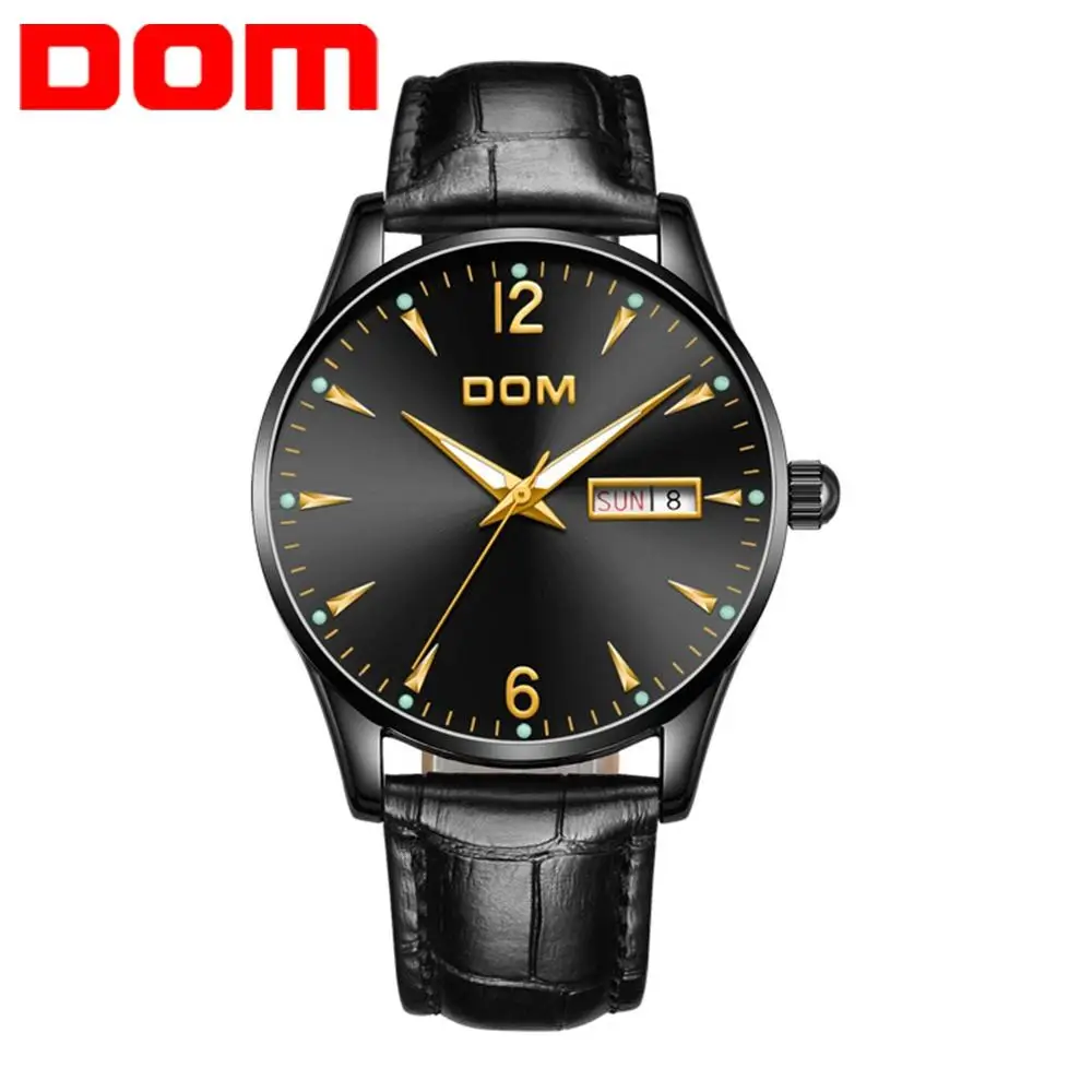 

DOM Men's Fashion Sport Watches Men Quartz Calendar Clock Man Leather Casual Waterproof Men Watch Relogio Masculino M-11BL-1M89