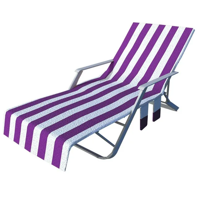 Portable Striped Print Beach Chair Towel Covers Quick Dry Lounge Chair Towel Covers With Pocket For Swim Pool Outdoor Sunbathing