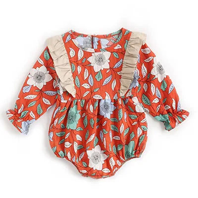 BRW9106 orange Ковбойские комбинезоны для младенцев; боди для малышей; милый однотонный комбинезон с длинными рукавами; Новинка года; сезон осень-зима; Одежда для маленьких девочек; комбинезон - Цвет: BRW9106 orange