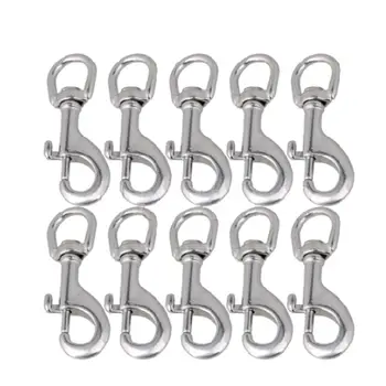 

10Pcs 75mm/2.95in Swivel-Eye Bolt Snap Hooks Stainless Steel Silver Multi-Function Spring Snap Joints