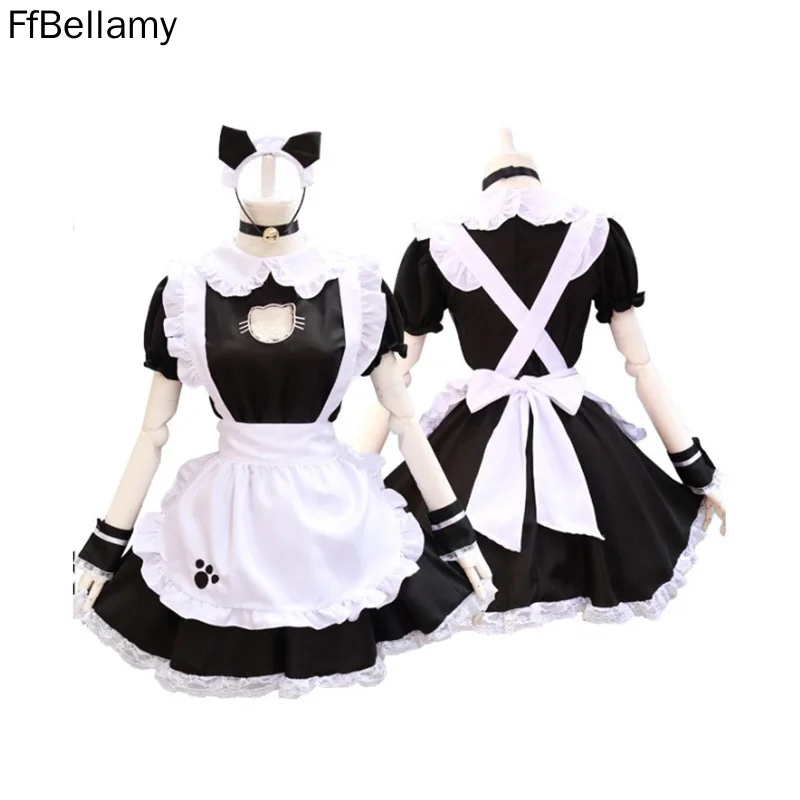 

haute couture make by hand Princess Maid Vintage Gothic lolita Black cat maid Cute cat Japanese maid cosplay costume maid dress