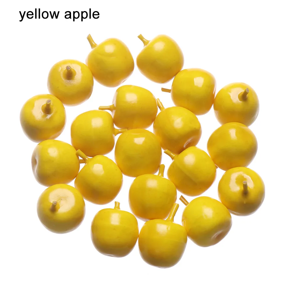 yellow apple 20 шт. мини моделирование фрукты овощи искусственное яблоко персик Чили вишня реалистичные фрукты искусственная ягода игрушки домашний Декор Орнамент - Цвет: yellow apple