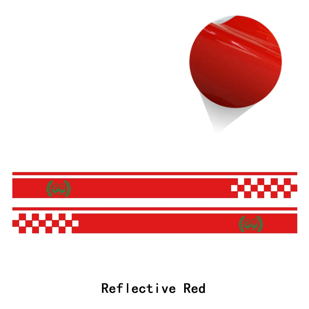 reflective red 2 шт. 60-я Юбилейная наклейка на дверь автомобиля боковые полосы наклейка для MINI Cooper S F56-On One JCW аксессуары для стайлинга автомобилей - Название цвета: reflective red