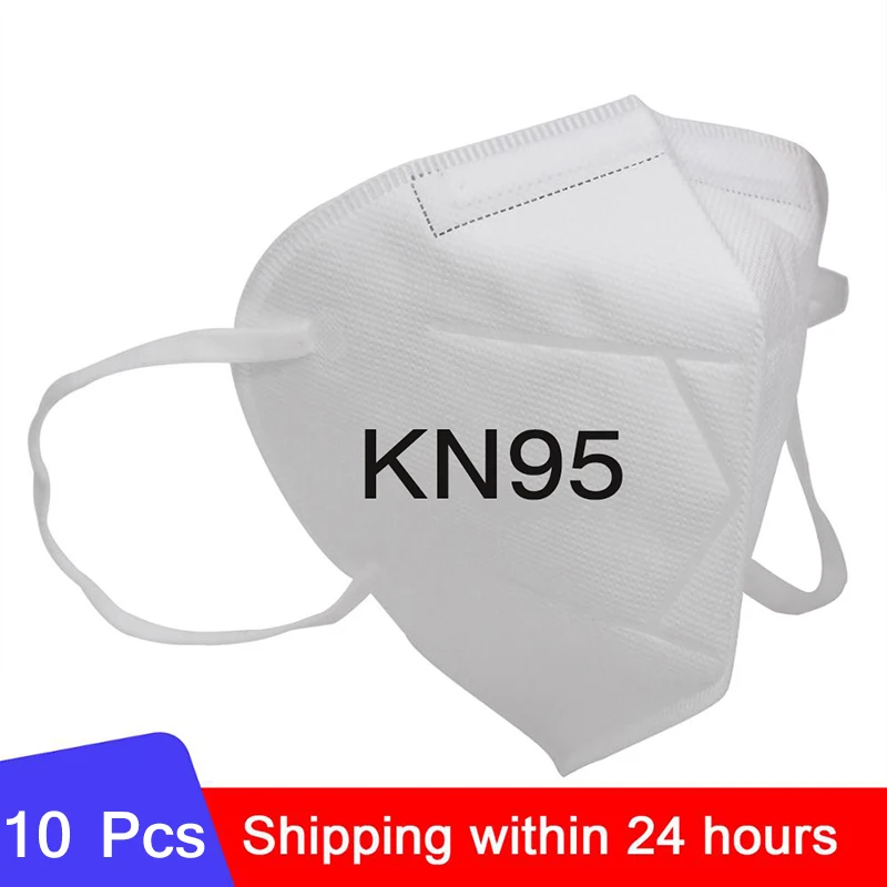 

10 Pcs KN95 Mask Disposable Face Mask KN95 Safety Mouth Muffle Masks 95% Filteration Dustproof Pollution Filter Protective Cover
