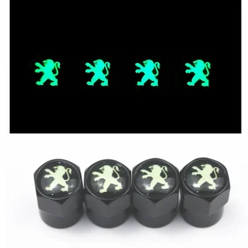 

New Luminous 4PCS Auto Accessories Wheel Tire Valve Stem Caps Cover for Peugeot 308 408 508 RCZ 208 3008 2008 Car Accessories