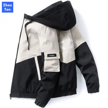 

2020 spring and autumn Korean version clothes Men Jackets Size 3XL Outwear Coat Slim Parka men's hooded fashion printed jacket
