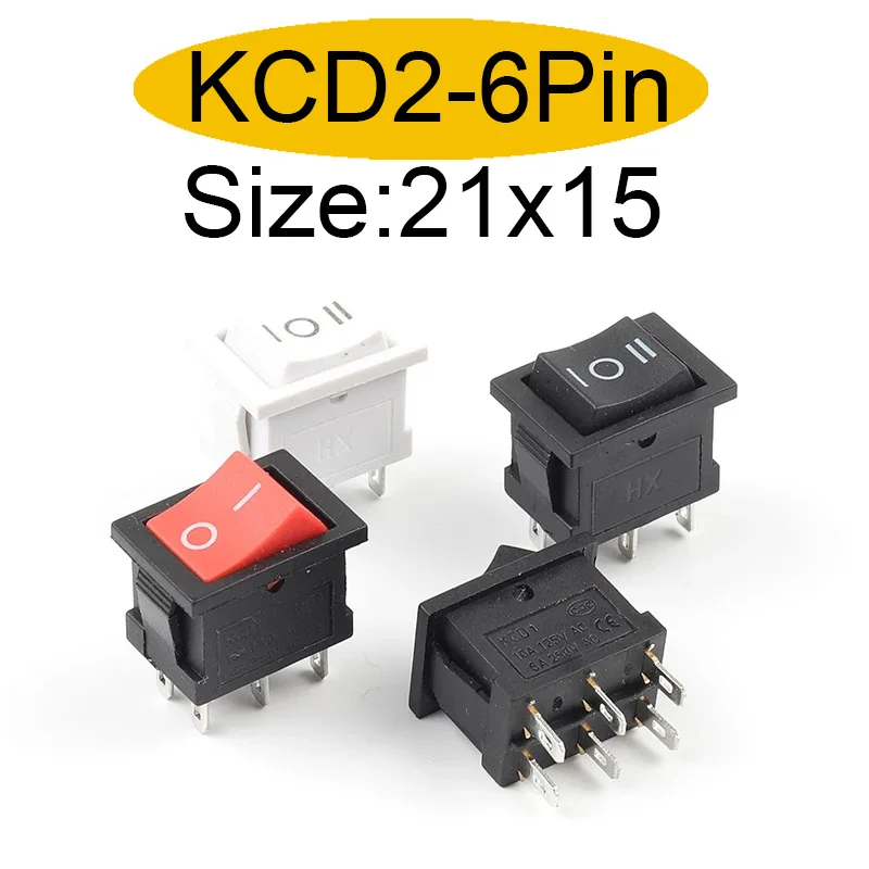

5/10Pcs Rocker Switch 2/3 Position 6PIN 6A/250V 10A/125V Electrical Equipment With Light Power Switch Boat Power Rocker Switch