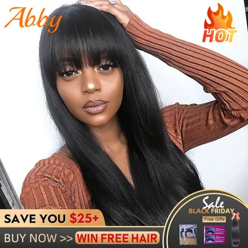 

Peruvian Straight Human Hair Wigs Full Machine Made 150%/180% Density Glueless 100% Human Hair Wigs Can Be Dyed & Restyled