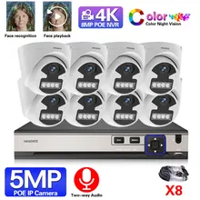 

HKIXDISTE H.265 4K NVR 8CH Ultra HD CCTV 5MP IP Camera System with Outdoor Home Two-way Audio Video Security Surveillance System