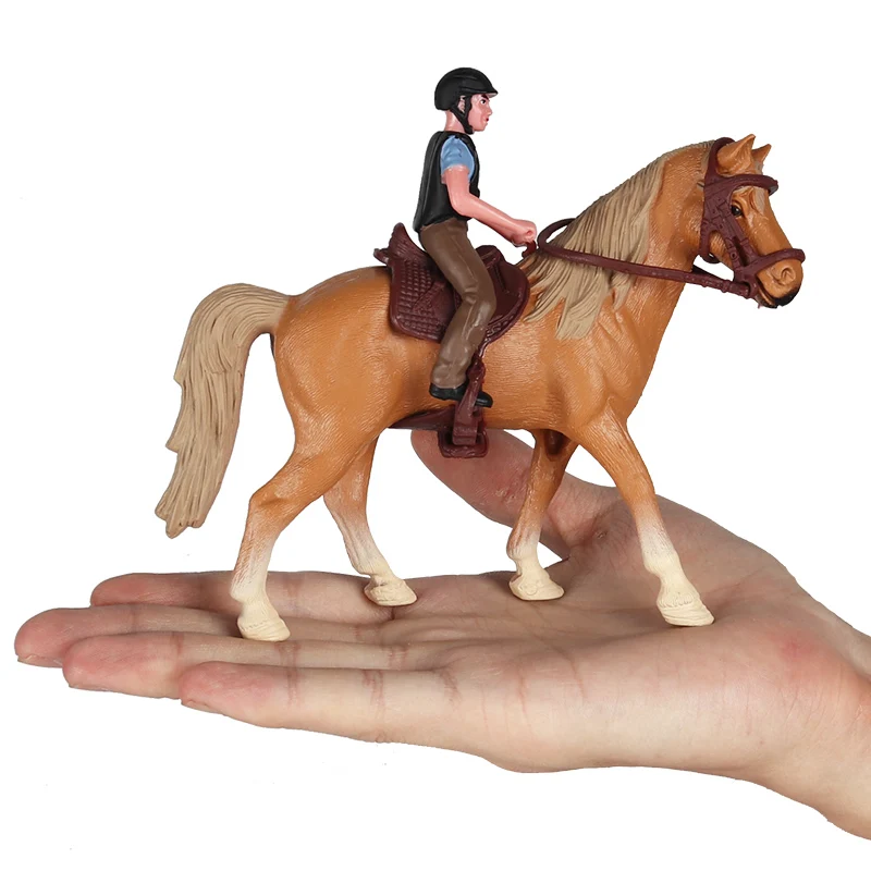 Oenux Simulation Farm Animal Equestrian Knight Rider Horseman Model Figurines Horse Stable Action Figures Playset Kids Xmas Gift