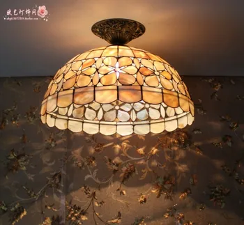 

12inch mediterranean tiffany style shell ceiling light for restaurant bar study lamp 110-240V