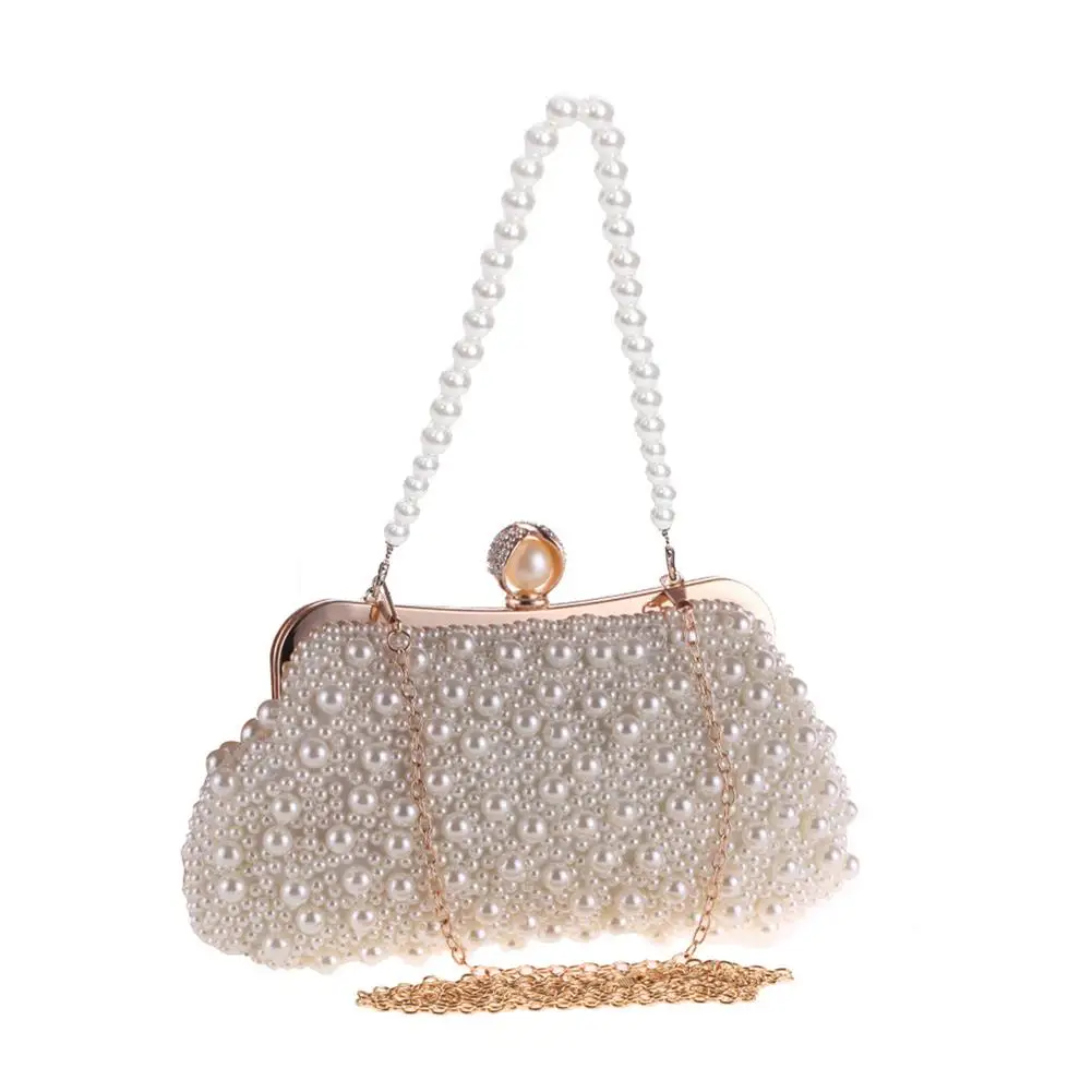 

Women's Pearl Handbag Clutch Pouch Evening Tote Messenger Bag for Banquet Party Wedding Bags