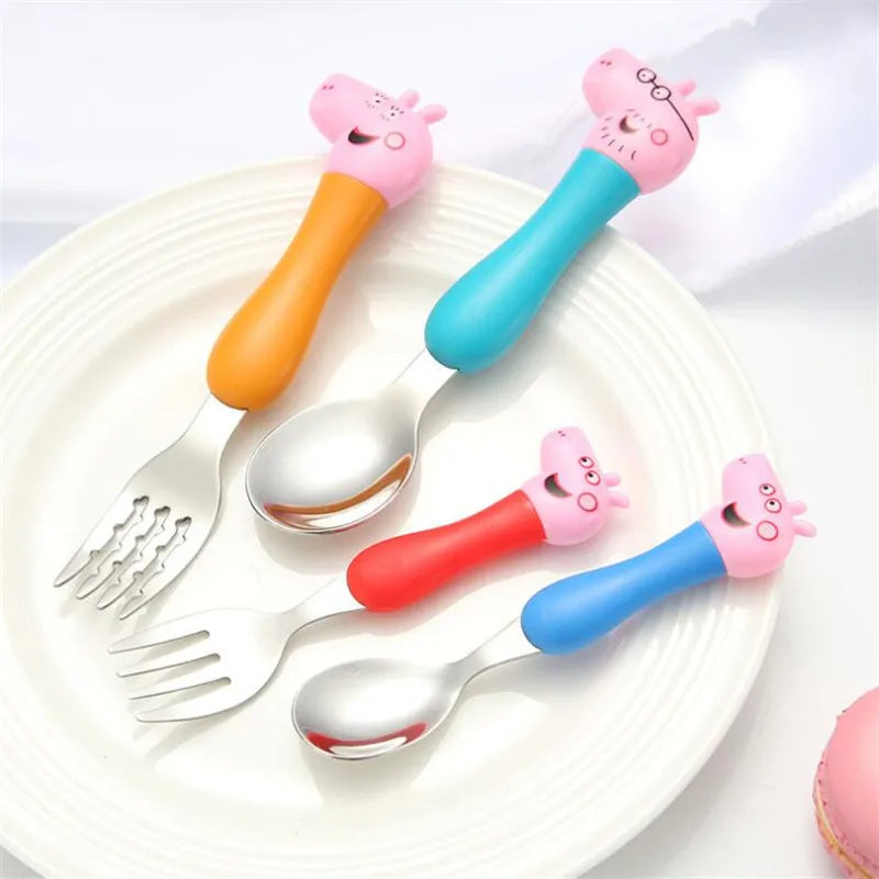 Модные стили Peppa Pig Детская посуда мультяшный узор вилка и ложка набор фигурка модель детские игрушки для вечеринки
