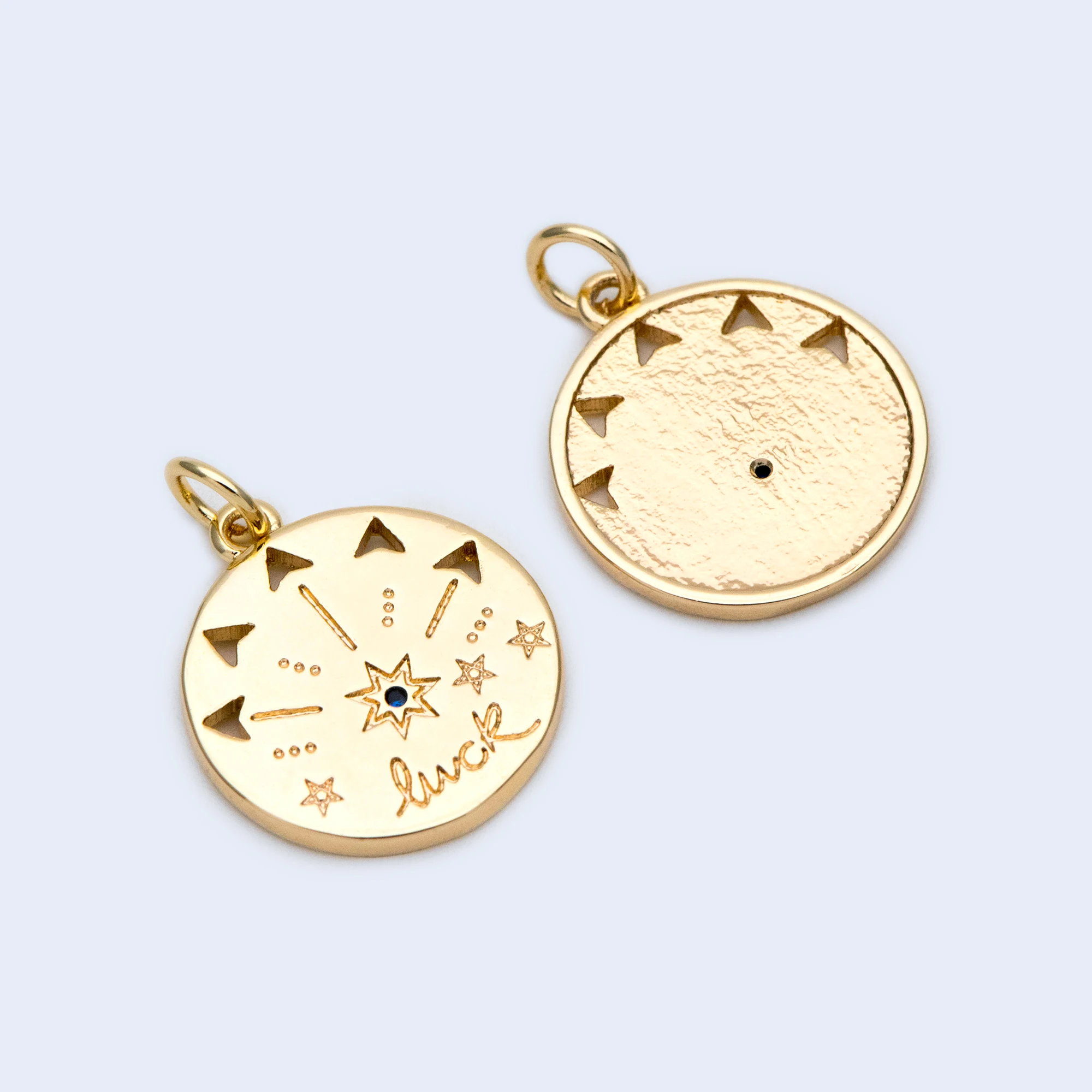 10pcs Gold Talisman Charm 16mm Lucky Medallion Pendant for Necklace Jewelry Making Supply (GB-1708) | Украшения и аксессуары