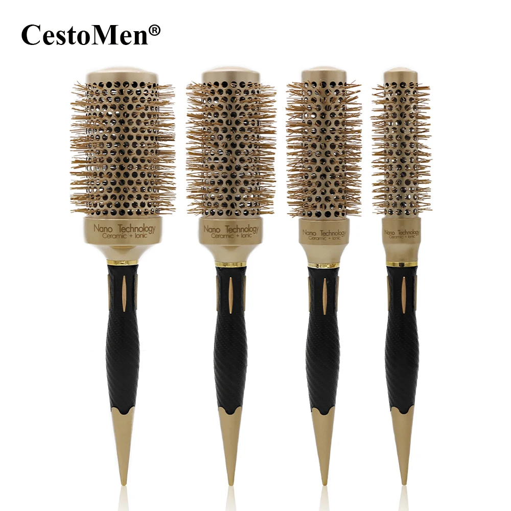 CestoMen Pro Алюминий ствола волос Керамика круглая щетка для Стайлинг термостойкие