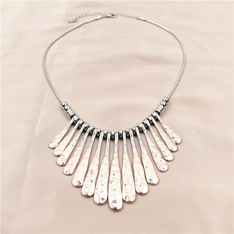 New Statement Metal Bar Double Color Plating Big Necklace for Women Female Party Fashion Geometric Punk Collar Necklace Bijoux
