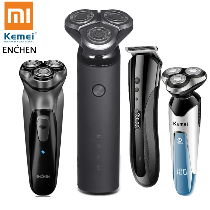 

Xiaomi Electric Shaver for Men Rechargeable Razor 3 Head Dry Wet Shaving Machine Beard Trimmer KEMEI electric Shaver 4
