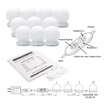 

LED Vanity Mirror Lights Kit Cosmetic Lamp 5V/USB 3 Color Luminous String Light USB Charging Dressing Table Makeup Lights