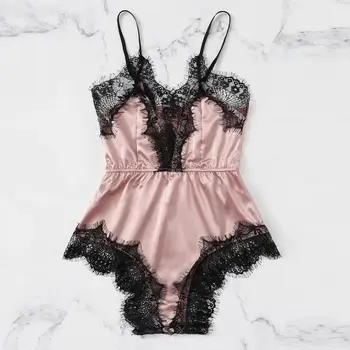 

Women Lingerie Women Satin Lace Bra Sexy Lingerie Underwear Siamese Sleepwear Bodysuit Babydoll seksowna bielizna 3@