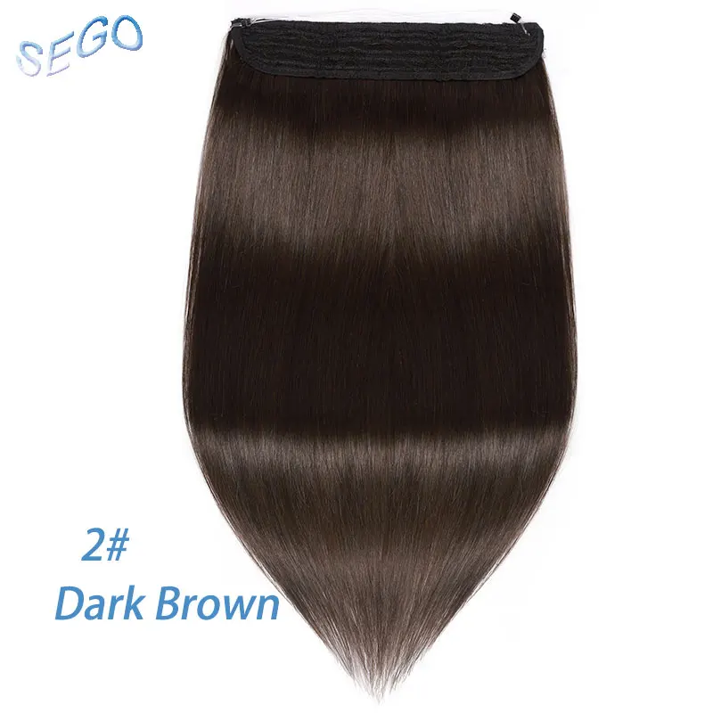 SEGO 1"-22" 90 г-120 г Прямые невидимая проволока волосы для наращивания потайная Рыбная линия шиньоны не Реми настоящие человеческие волосы без зажимов - Цвет: #2