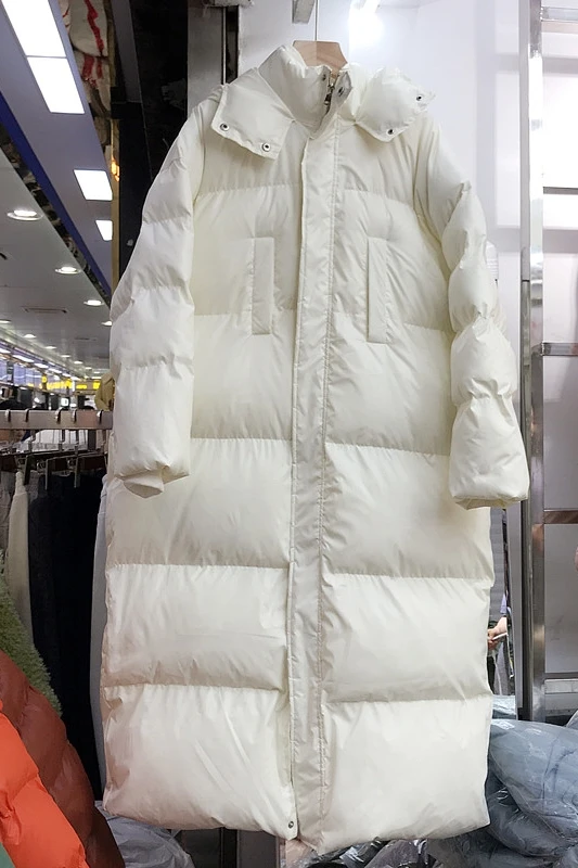 Супер длинное теплое пальто, зимнее уличное стильное толстое теплое хлопковое пальто, негабаритное пальто с капюшоном, Женская Толстая ветровка, хлопковое пальто F625