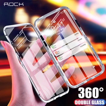 

Rock 360 Full Cover ProtectiveTempered Glass Magnetic Phone Flip Case For iphone 11 Pro 11pro Xs MAX XR X 7 8 Plus Case Fundas