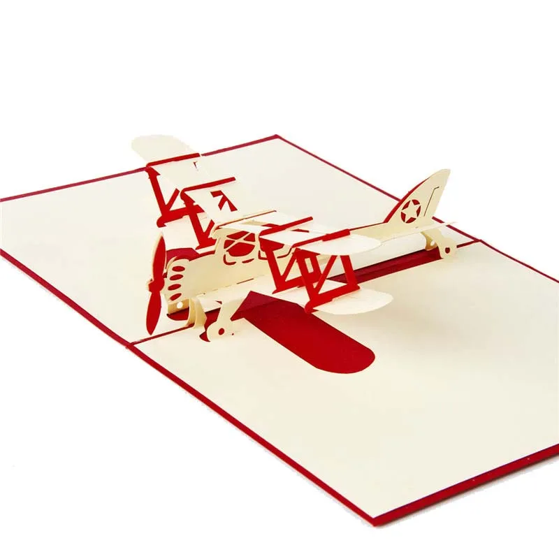 Train Aircraft Sailboat 3D Pop-Up Graduation Creative Greeting Card Production Vintage Postcard Gift Boy's Birthday Thanksgiving