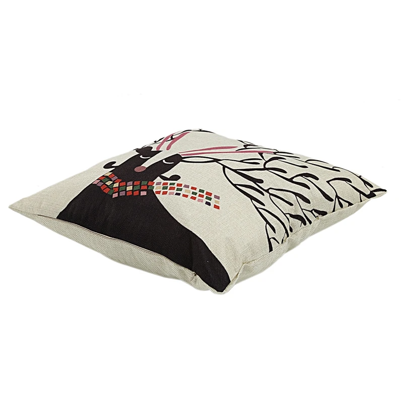 Christmas Elk Pattern Square Decorative Linen Pillowcases Throw Pillow Case Cushion Cover 18 X 18 inch Christmas Gifts Decoratio