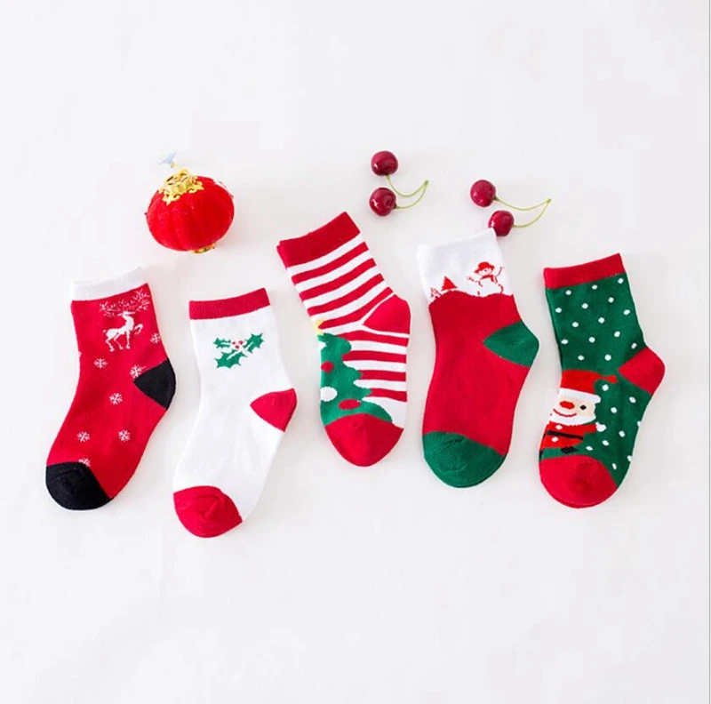 5PCS/SET Baby Kids Socks Cotton Christmas Socks New Year Cheap Stuff Animal Print Boys Girls Children Toddler Winter Socks