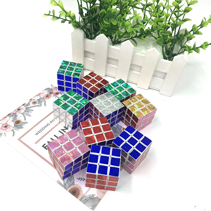 6 шт. 3x3x3 мини-Волшебный куб ослепляющий цвет Stickerless головоломка кубики профессиональная скорость волшебный куб Развивающие игрушки для студентов
