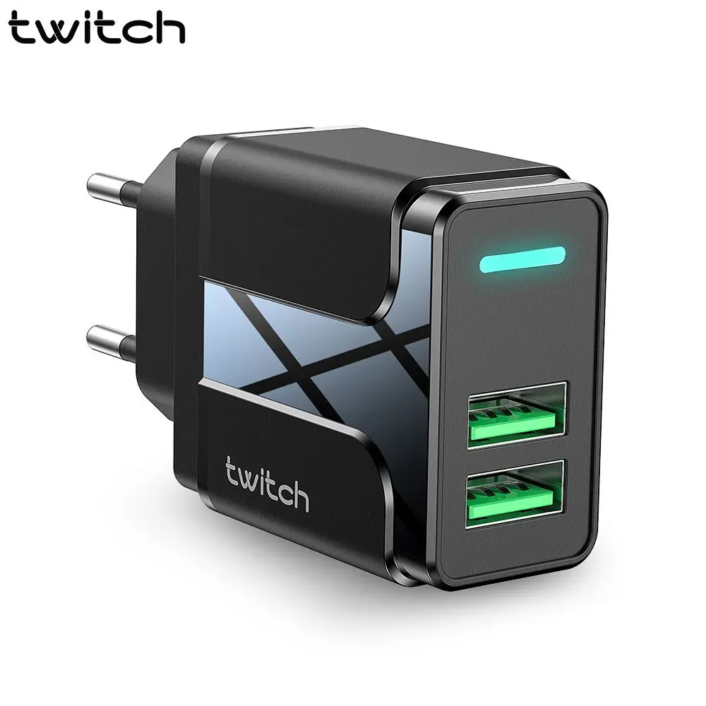 

Twitch Dual USB Charger 5V 2.4A Fast Charging Wall Charger Adapter EU US Plug Mobile Phone For iphone ipad mini Samsung Xiaomi