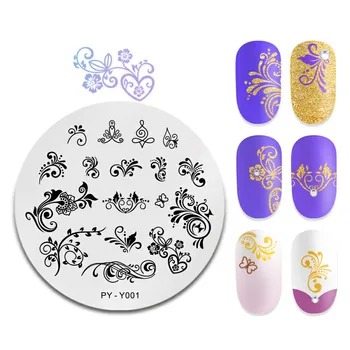 

PICT YOU Round Stamping Plate French Styles Tips Stainless Steel Nail Image Stamp Templates Nail Art Design Plate Y001