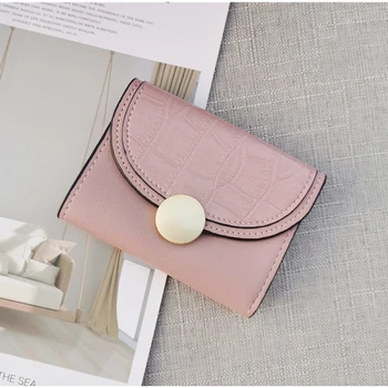 

Women's Wallet 2020 Vintage Stone Short Clutch Bag Ring Trifold Small Purse Multi-card Slots ID Card Holder Coin Pocket for Lady