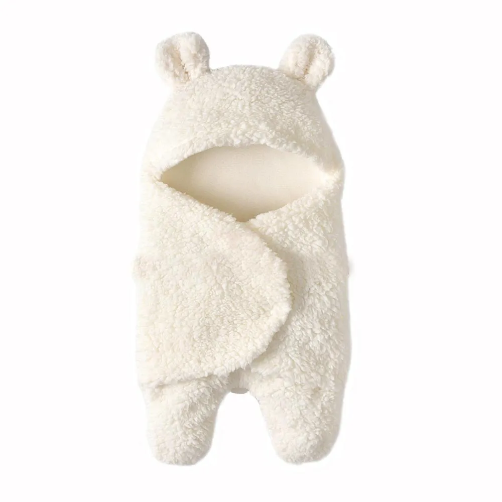 Милое хлопковое теплое детское одеяло для новорожденных, пеленка для младенцев с мультяшными ушами, зимний спальный мешок для пеленания, кроватки