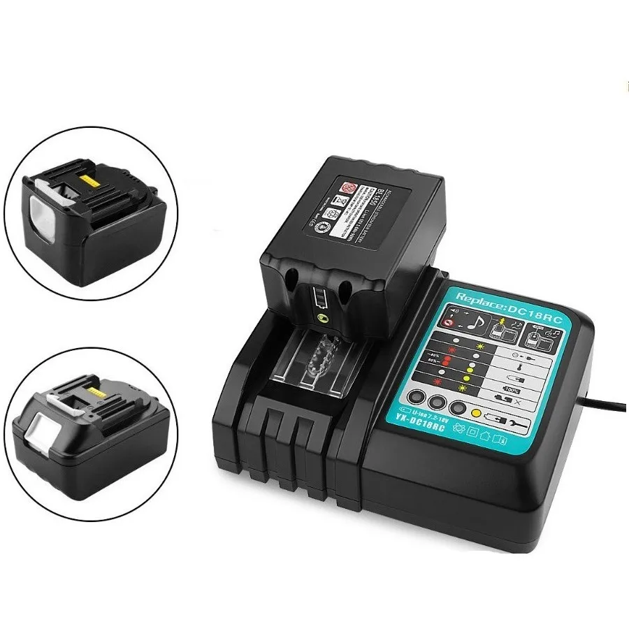 Carregador de Bateria de Íon-lítio Corrente de Carregamento 3a para Makita Dc18rc Dc18ra Ferramenta Elétrica 1a Dc18rct 14.4v 18v Bl1830 Bl1430 - Image 3