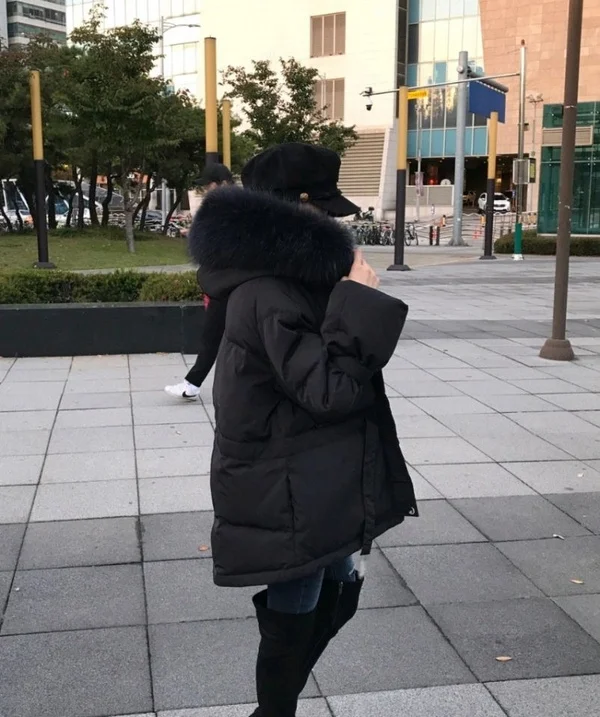 Женская парка с капюшоном Искусственный меховой воротник толстые короткие зимние пальто на шнурке женские черные модные женские зимние куртки пальто A788