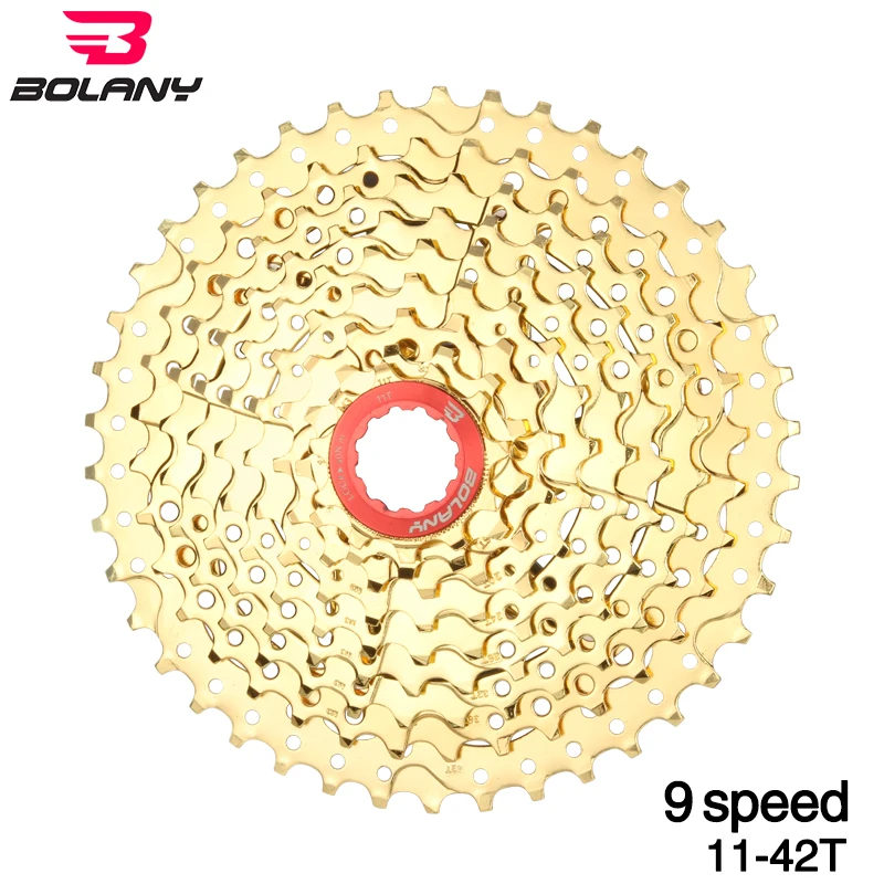 

BOLANY MTB Cassette Full Gold 9s 11- 42T Mountain Bike Bicycle Parts 27s Speed Freewheel Golden Compatible for M430 M4000