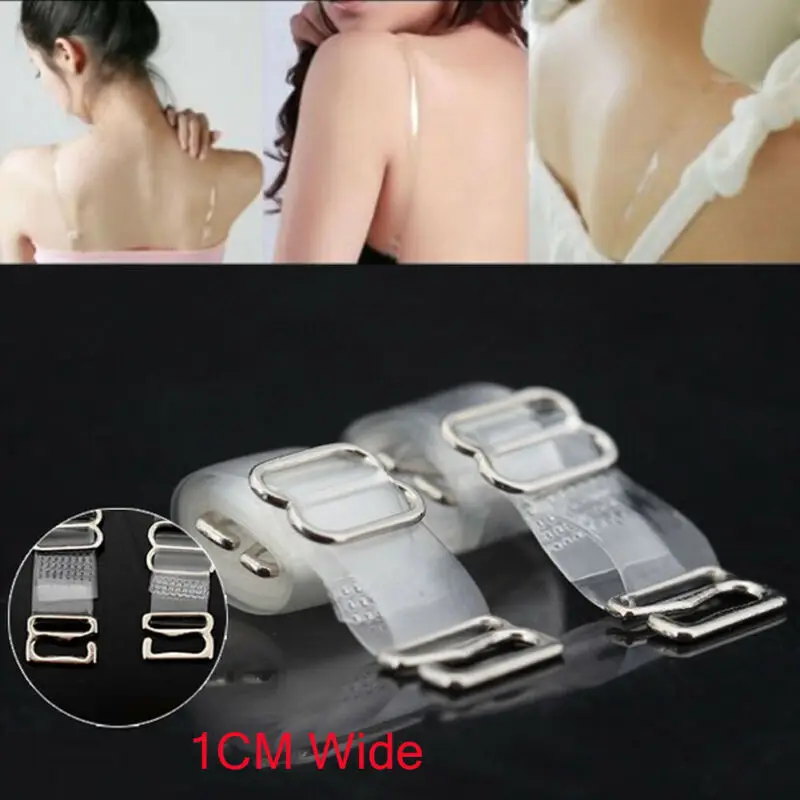 

1Pair 1cm Wide Clear Transparent Invisible Adjustable Shoulder Bra Straps 2019 New