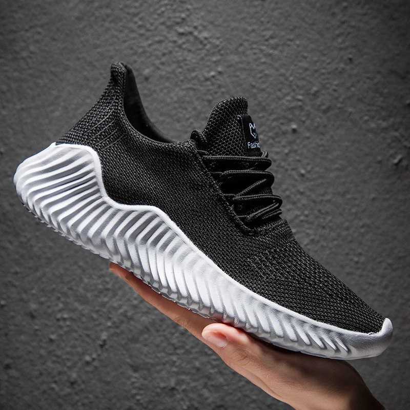 LZJ/дышащая обувь; мужские кроссовки; Flyknit; мужская повседневная обувь; мужская легкая обувь; большие размеры; Tenis Masculino Adulto; Новинка года; сезон лето - Цвет: Черный
