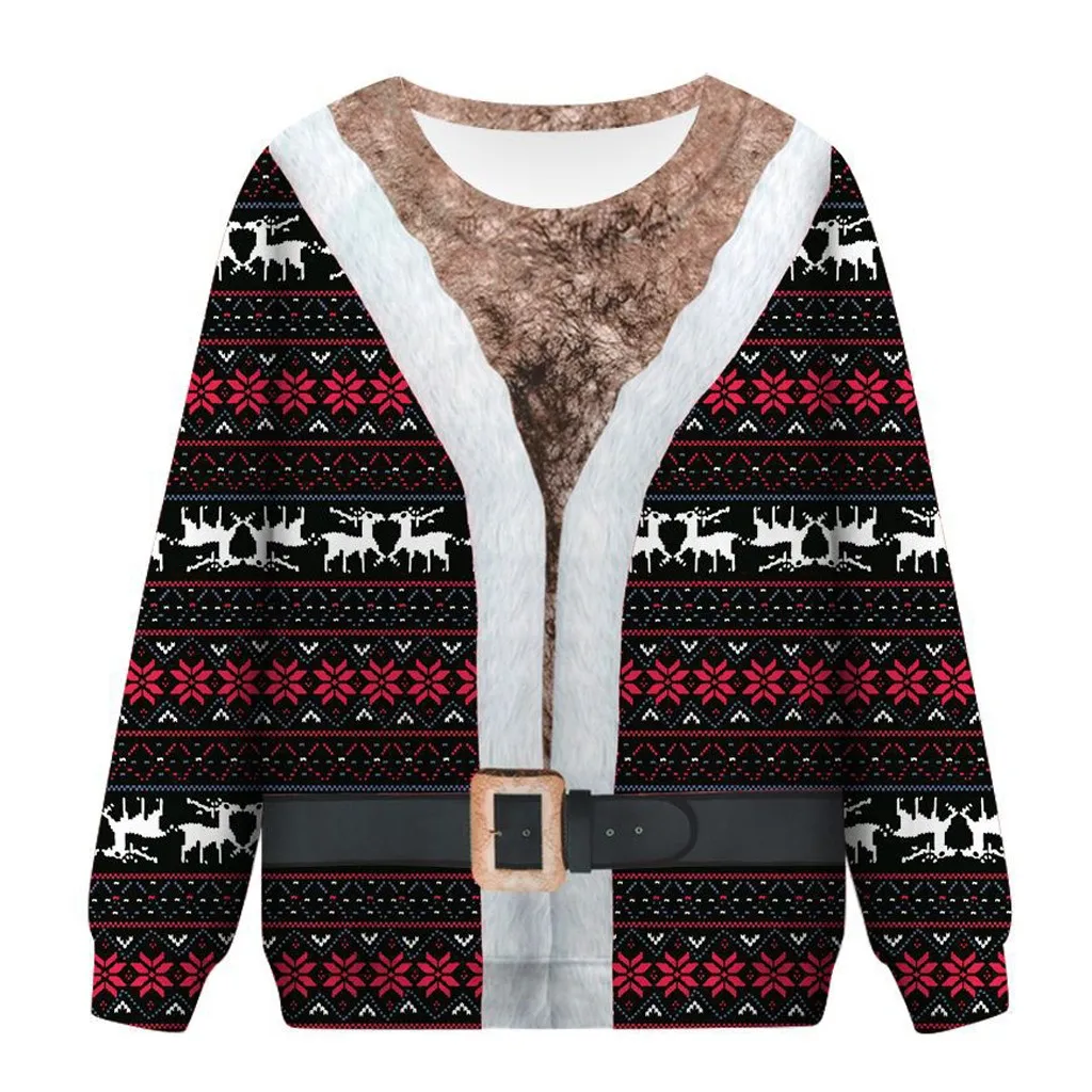 Womail повседневные женские толстовки с круглым вырезом, Рождественский свитер с забавным принтом, модные зимние свободные толстовки, пуловер - Цвет: BK