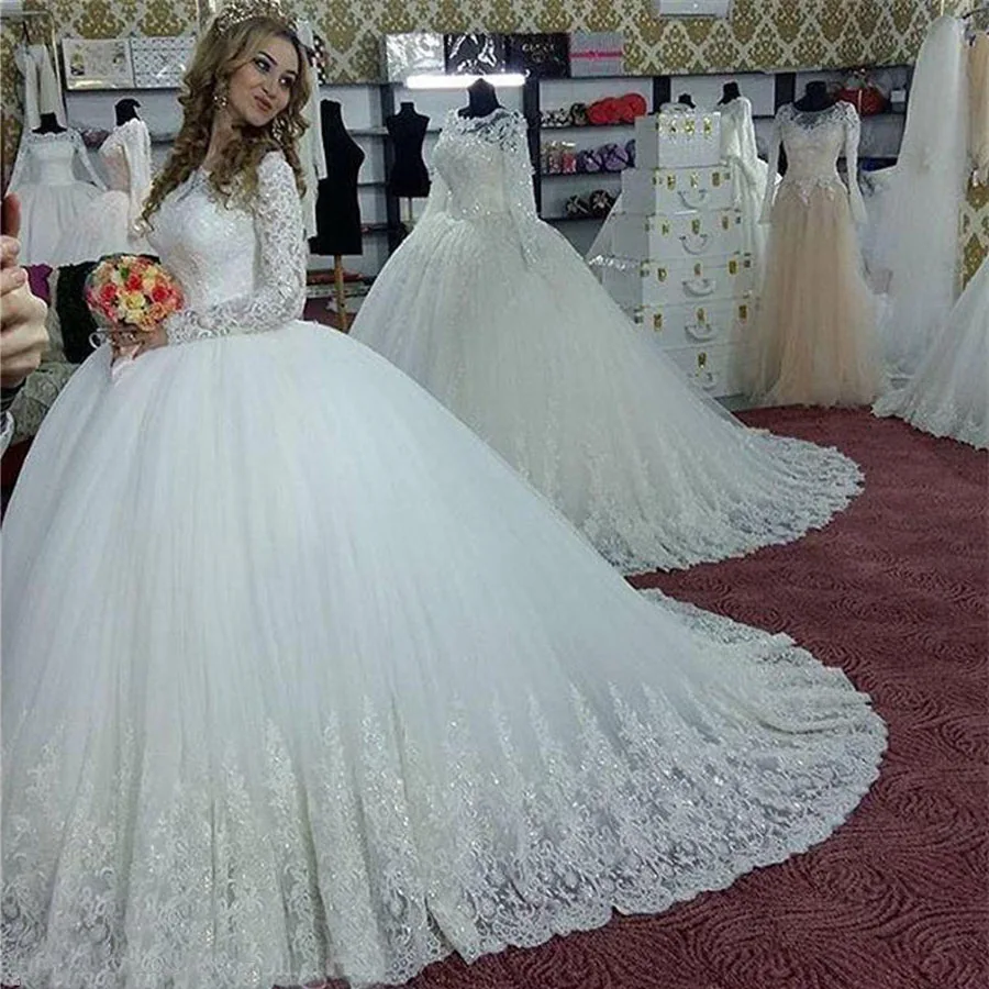 

Elegant Luxury Princess Ball Gown Wedding Dress Plus Size Appliques Lace Beading Vestido De Novias Bride Dresses Robe Marriage