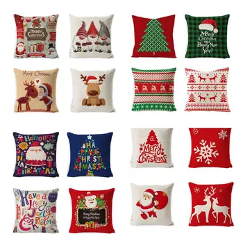 

4PCS Christmas Pillowcase Cushion Cover Decorative Sofa Pillow Cover Seat Car Home Decor Throw Pillowcase Christmas Decoration