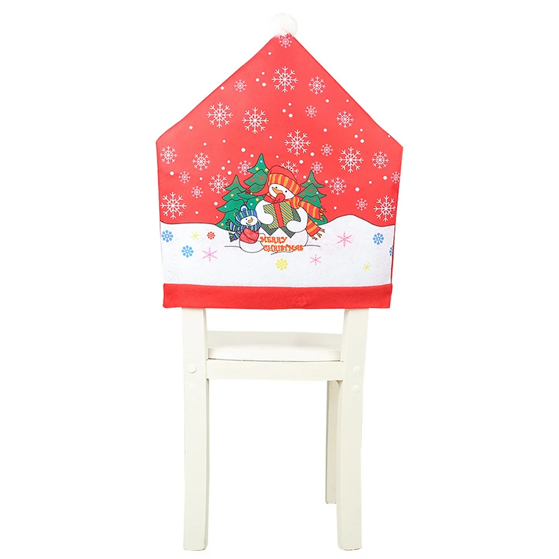 6 шт. Рождественские Украшения чехлы на стулья обеденный стол Санта Клаус снежинка снеговик красный колпачок орнамент чехлы на стулья Декор