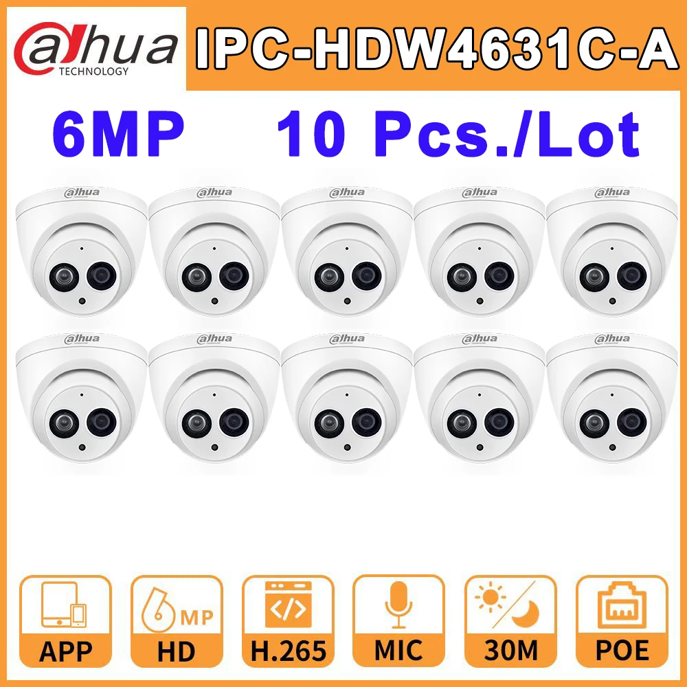 

Wholesale 10 Pcs./Lot DH-IPC-HDW4631C-A Dahua IP Network Camera Home IPC HD 6MP CCTV IR30M Night Vision Built-In Mic IP67 Onvif