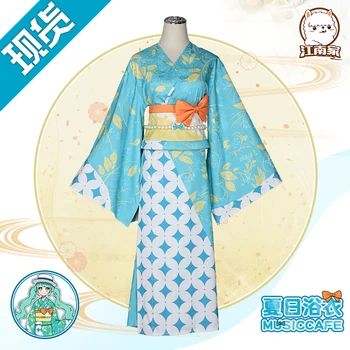 

Hot Anime Hatsune Miku Cosplay Costumes Musiccafe Summer Bathrobe/Kimono Femlae Role Play Prop Colthing New Style