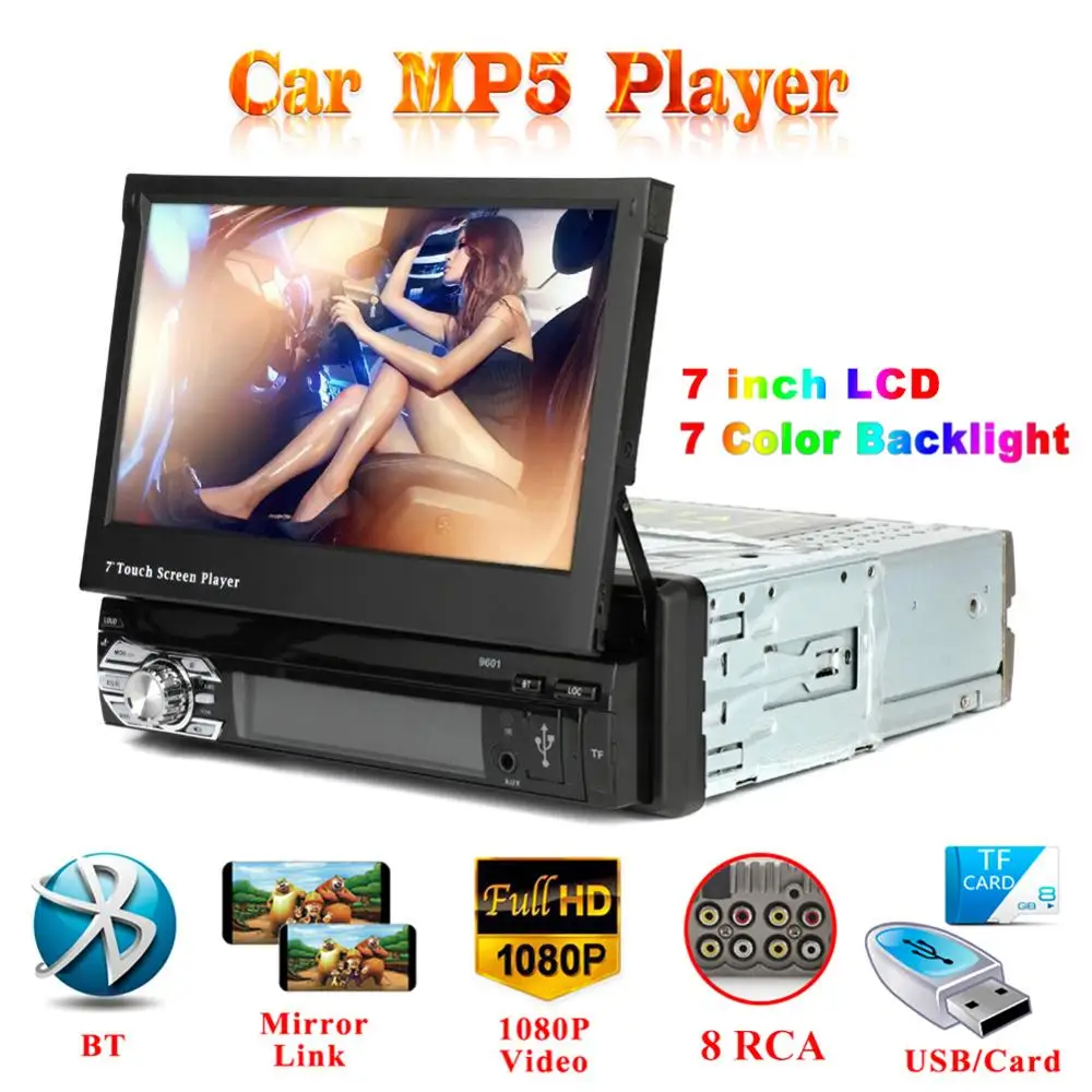 

1 DIN In-Dash Car Stereo Radio FM Bluetooth MP5 Audio Player 7" Touch Screen Cell Phone Handfree FM Radio AUX/ USB/SD Car Audio
